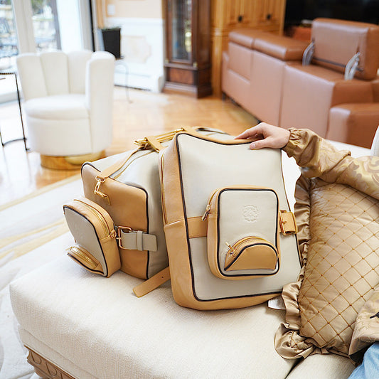 Leather laptop backpack weekender duffle bag