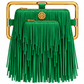 Rectangle Golden Frame Fringe Drama Bag Calfskin Suede & Leather, Stainless Steel Gold Plated Handle