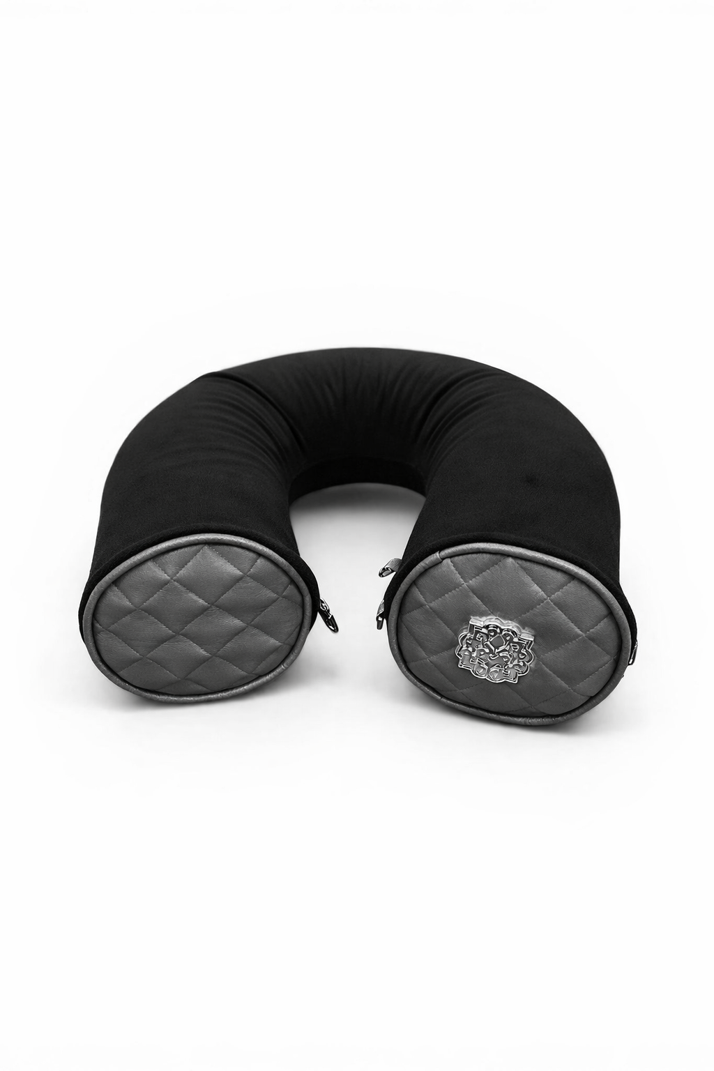 Lotta Pieces | Super Plush Velvet Travel Neck Pillow With Diamond Quilted Leather