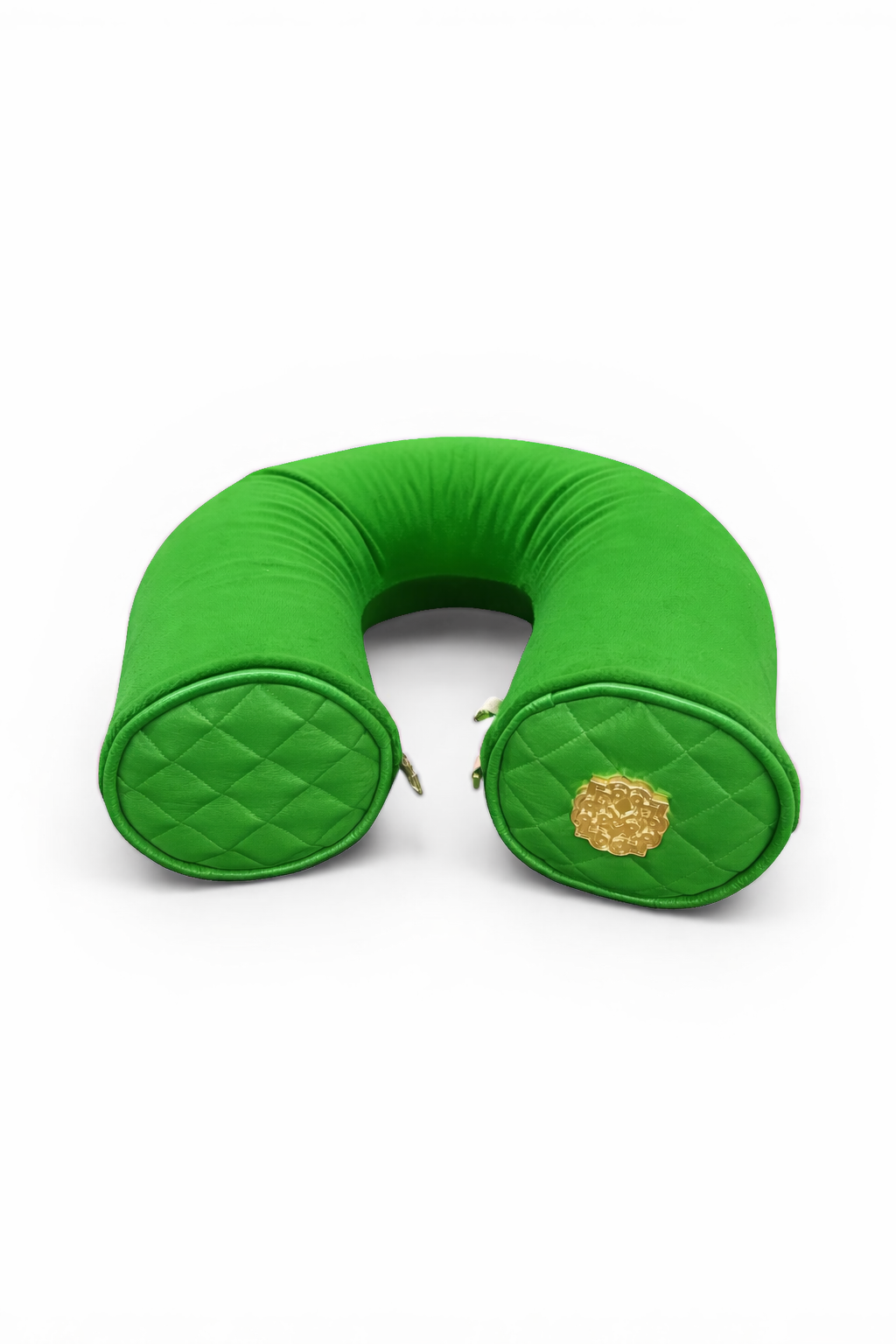 Lotta Pieces | Super Plush Velvet Travel Neck Pillow With Diamond Quilted Leather