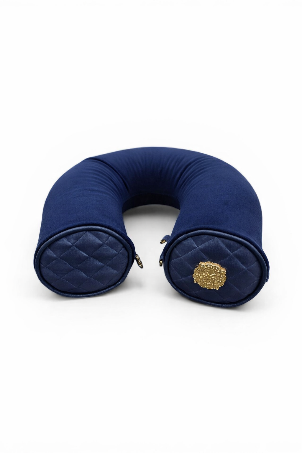 Lotta Pieces | Super Plush Velvet Travel Neck Pillow With Diamond Quilted Leather