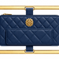 Rectangle Gold Frame Diamond Quilted Lambskin Leather Clutch Bag