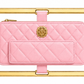 Rectangle Gold Frame Diamond Quilted Lambskin Leather Clutch Bag