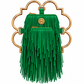 Bloom Logo Silhouette Golden Frame Fringe Drama Bag Calfskin Suede & Leather, Stainless Steel Gold Plated Handle