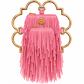 Bloom Logo Silhouette Golden Frame Fringe Drama Bag Calfskin Suede & Leather, Stainless Steel Gold Plated Handle