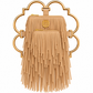Bloom Logo Silhouette Golden Frame Fringe Drama Bag Calfskin Suede & Leather, Stainless Steel Gold Plated Handle