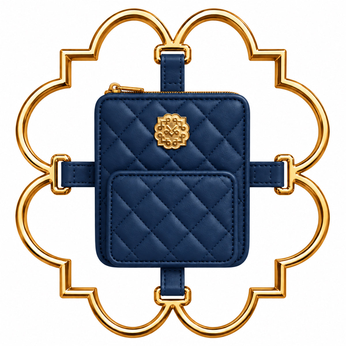 Bloom Logo Gold Frame Diamond Quilted Lambskin Leather Bag