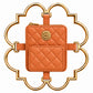 Bloom Logo Gold Frame Diamond Quilted Lambskin Leather Bag