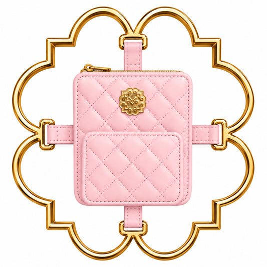 Bloom Logo Gold Frame Diamond Quilted Lambskin Leather Bag