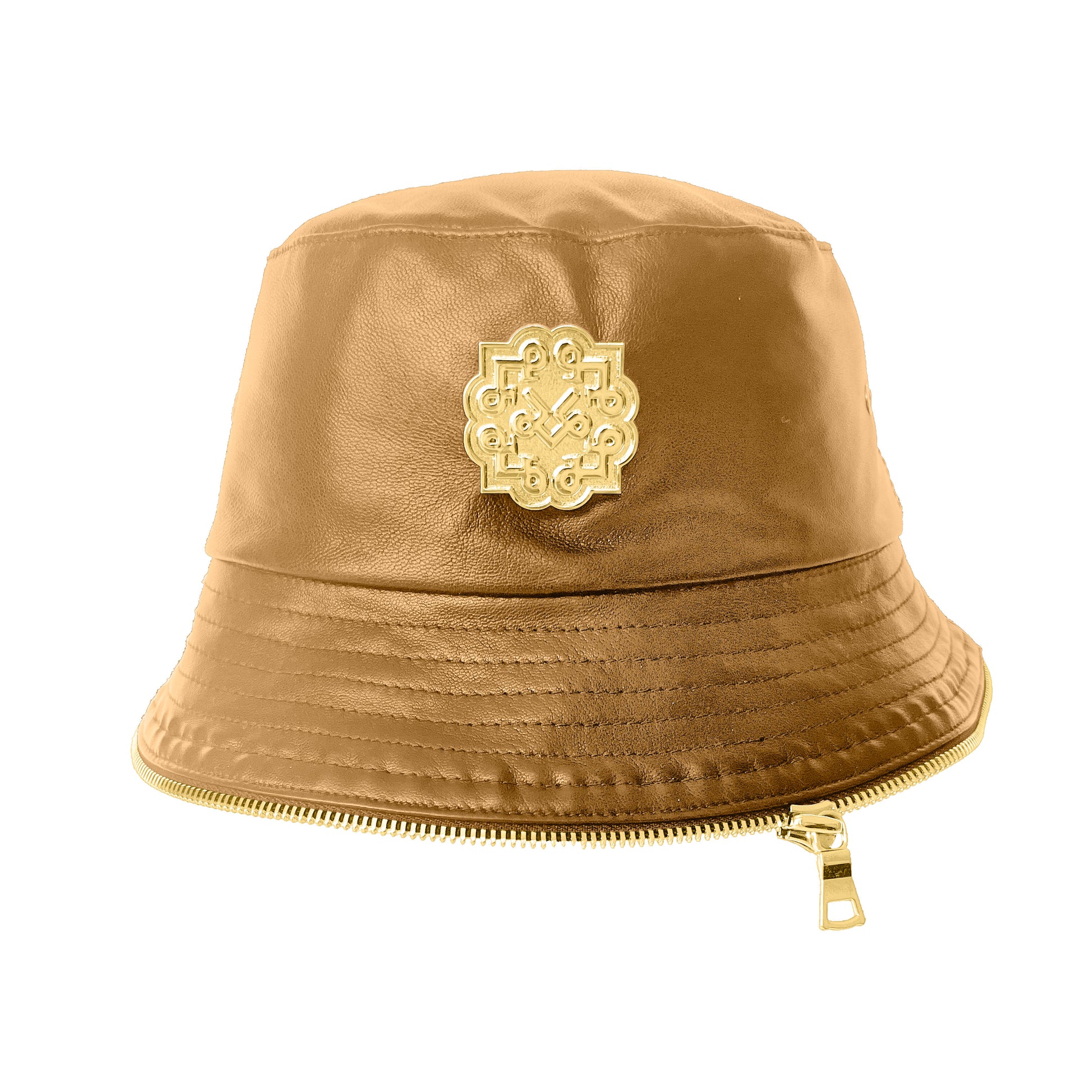 Lotta Pieces Creative Leather Bucket Hat With Zipper Trim
