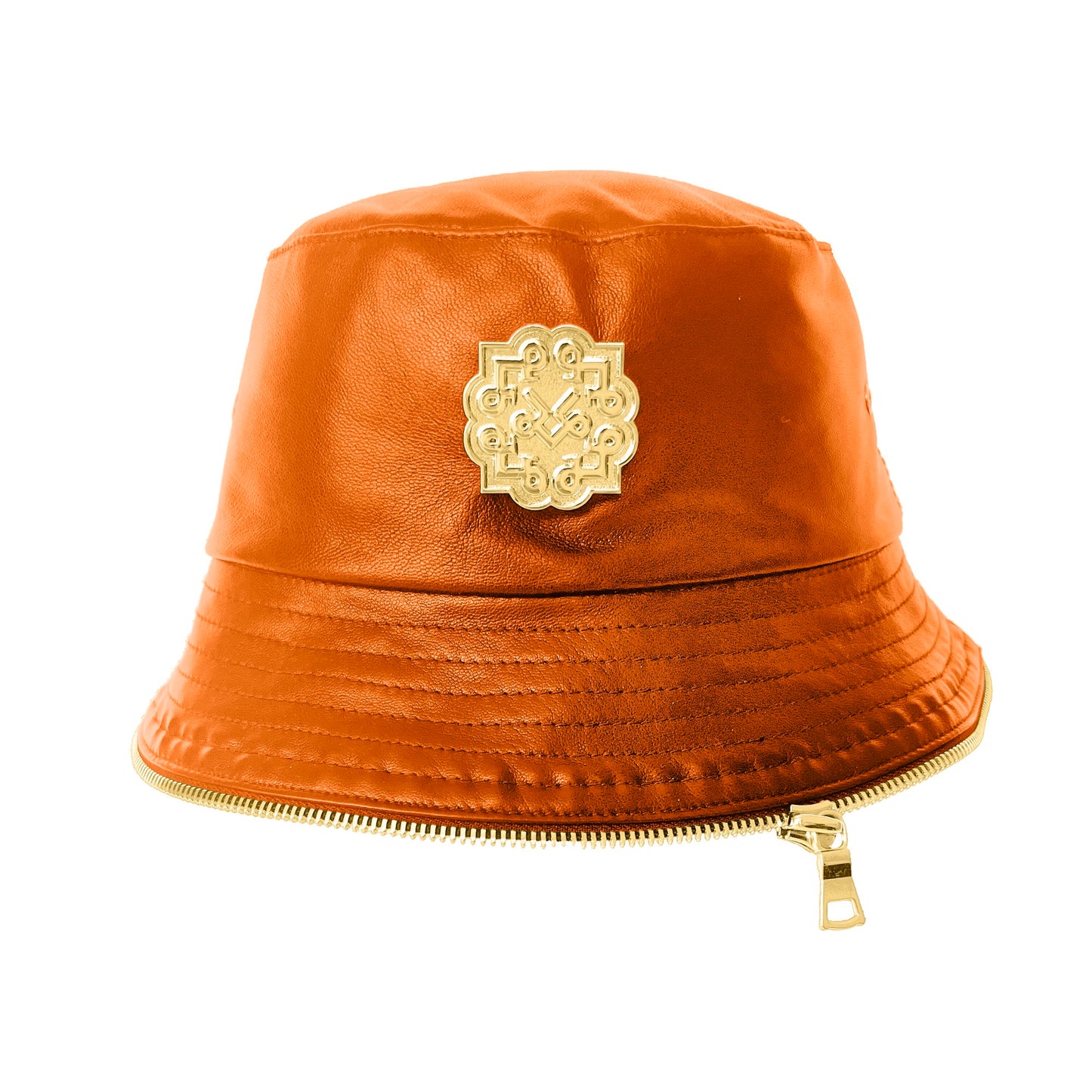 Lotta Pieces | Creative Leather Bucket Hat With Zipper Trim
