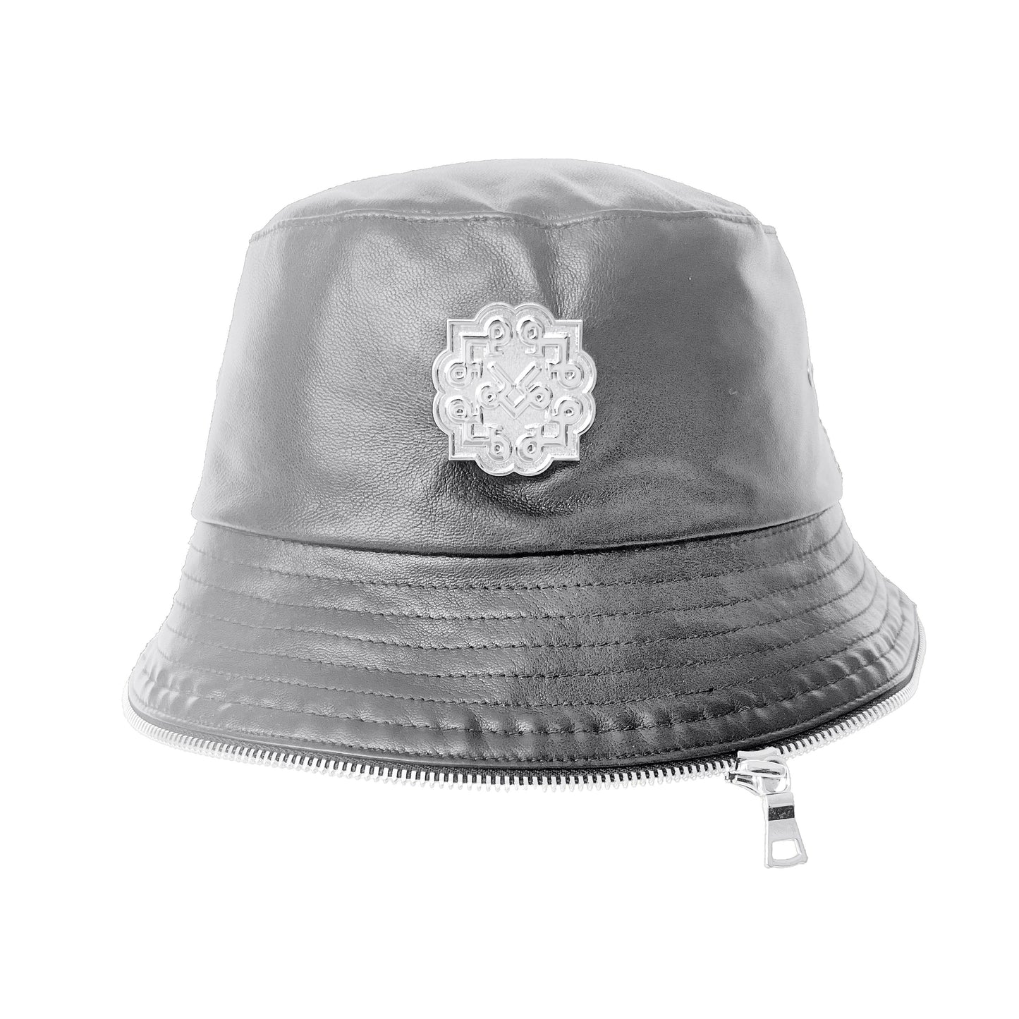 Lotta Pieces | Creative Leather Bucket Hat With Zipper Trim