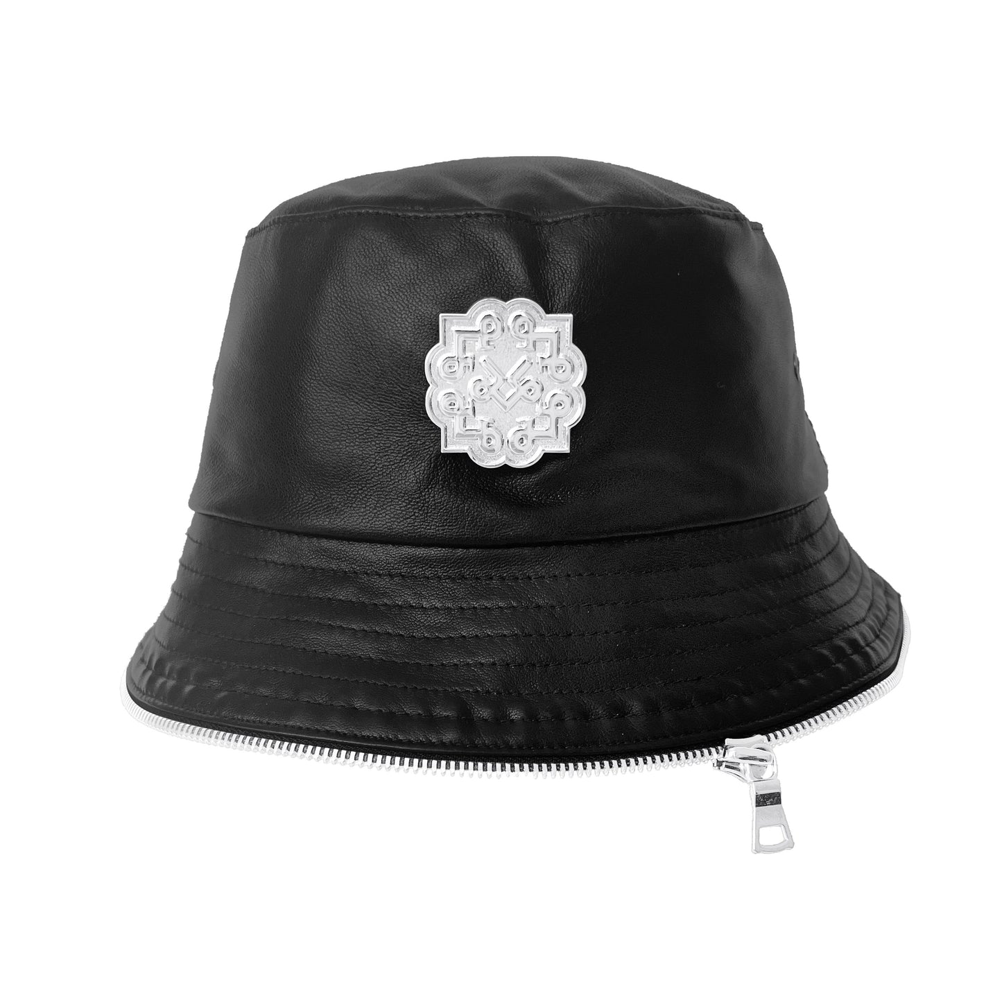 Lotta Pieces | Creative Leather Bucket Hat With Zipper Trim