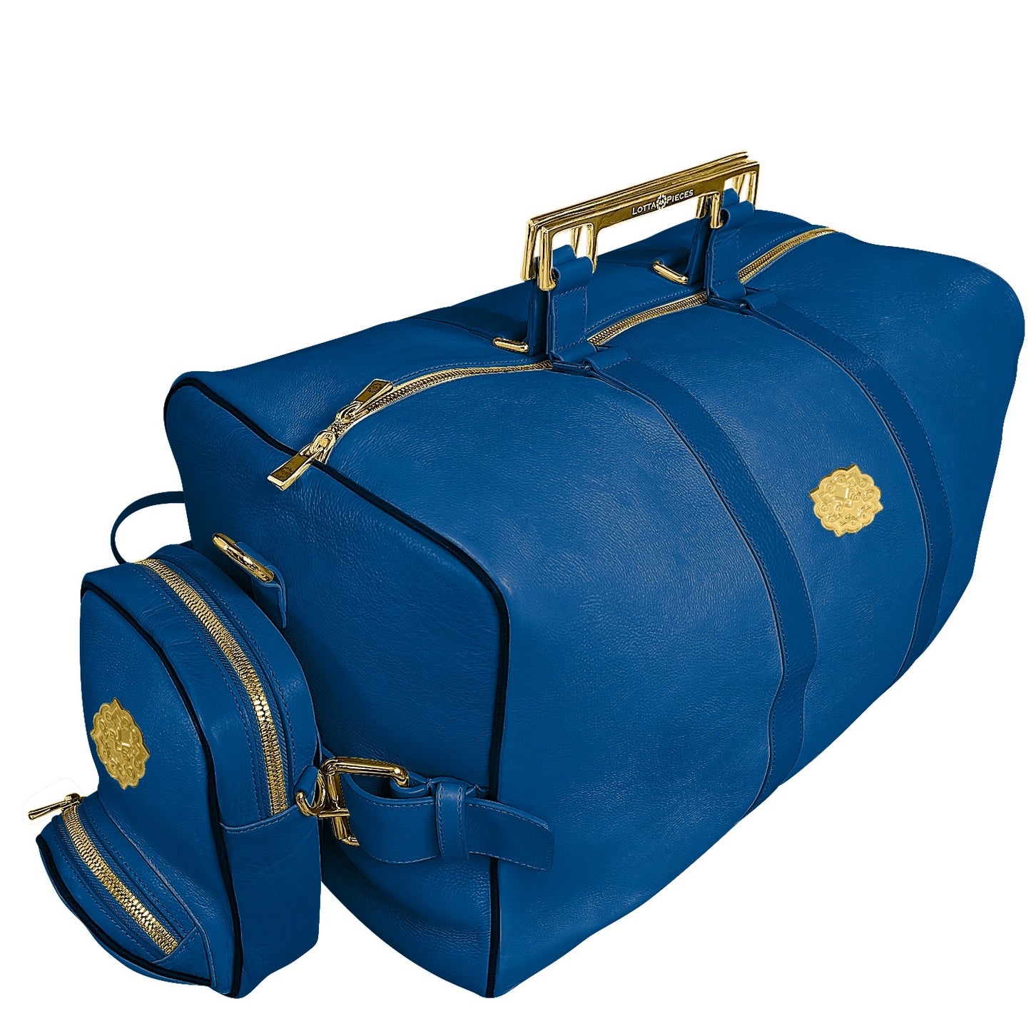 Lotta Pieces | Leather Duffle Travel Bag With Metal Handles & Detachable Crossbody Bag