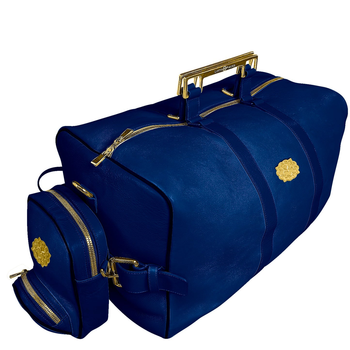 Lotta Pieces | Leather Duffle Travel Bag With Metal Handles & Detachable Crossbody Bag