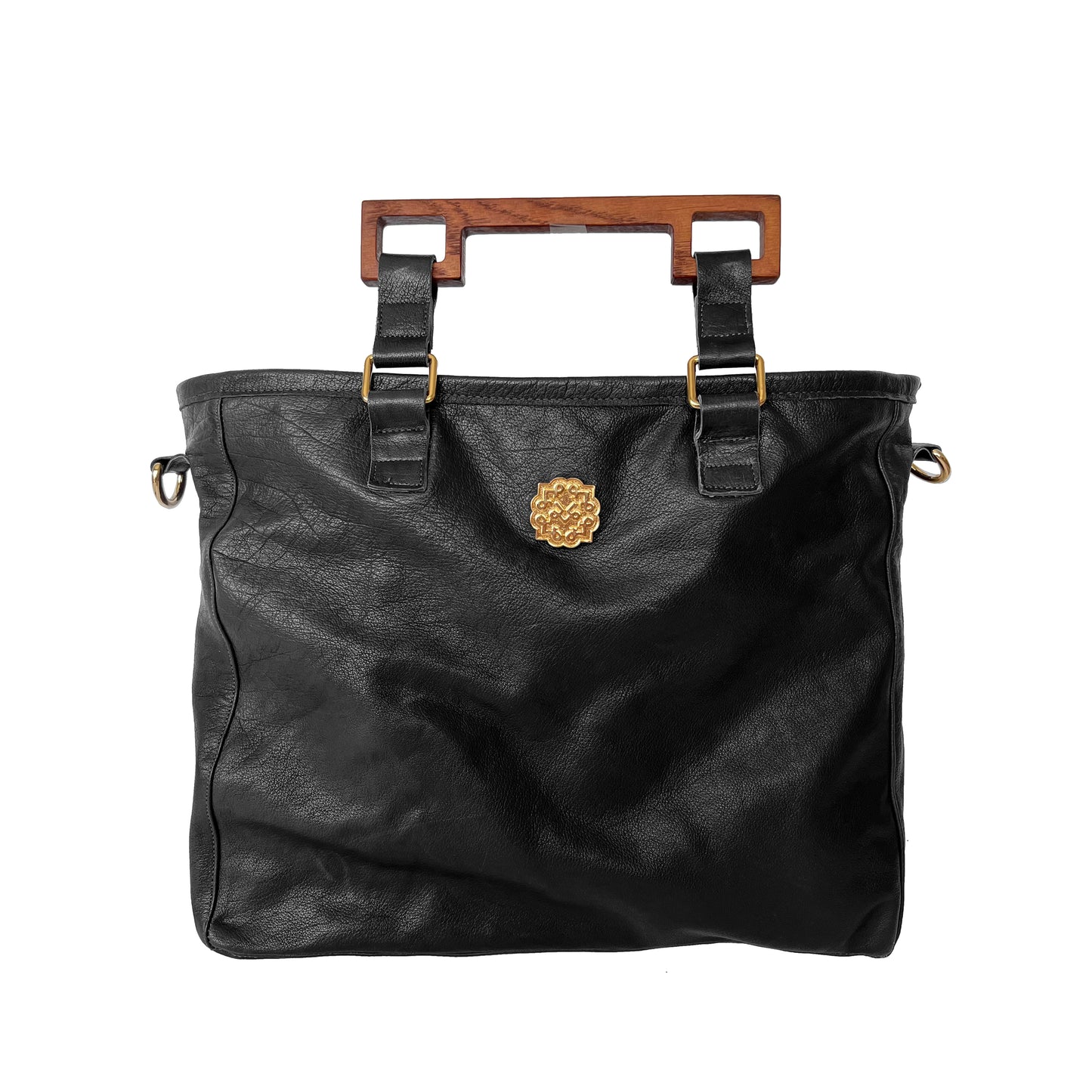 Lotta Pieces | Most Versatile Leather And Suede Tote Bag With Wooden Handles