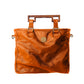 Lotta Pieces | Most Versatile Leather And Suede Tote Bag With Wooden Handles