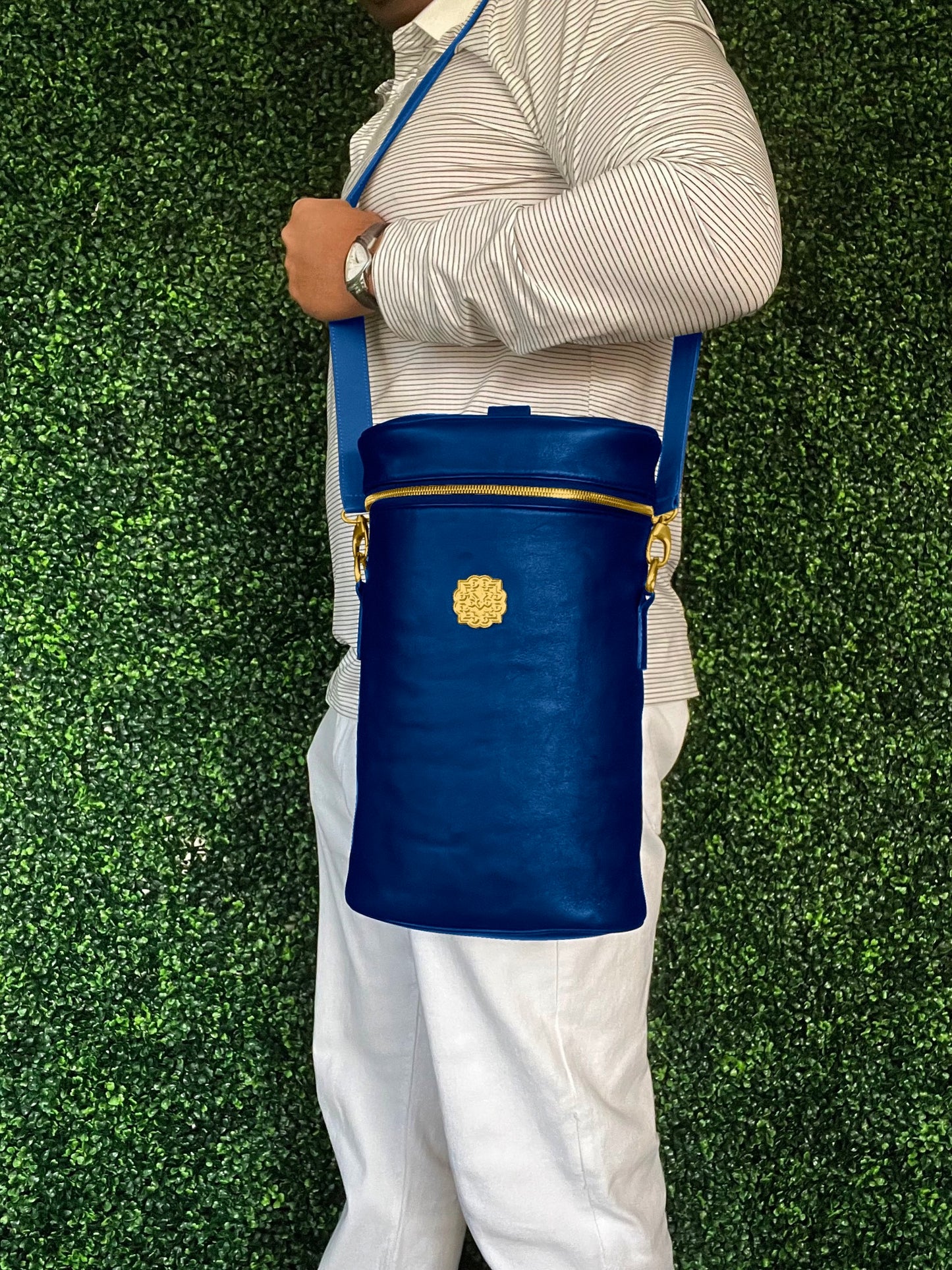 leather wine picnic bag