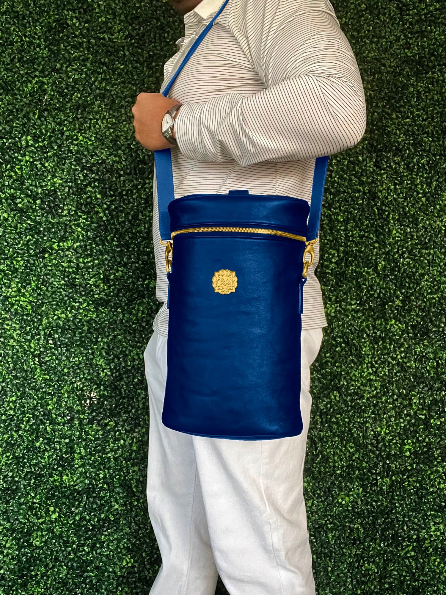 leather wine picnic bag